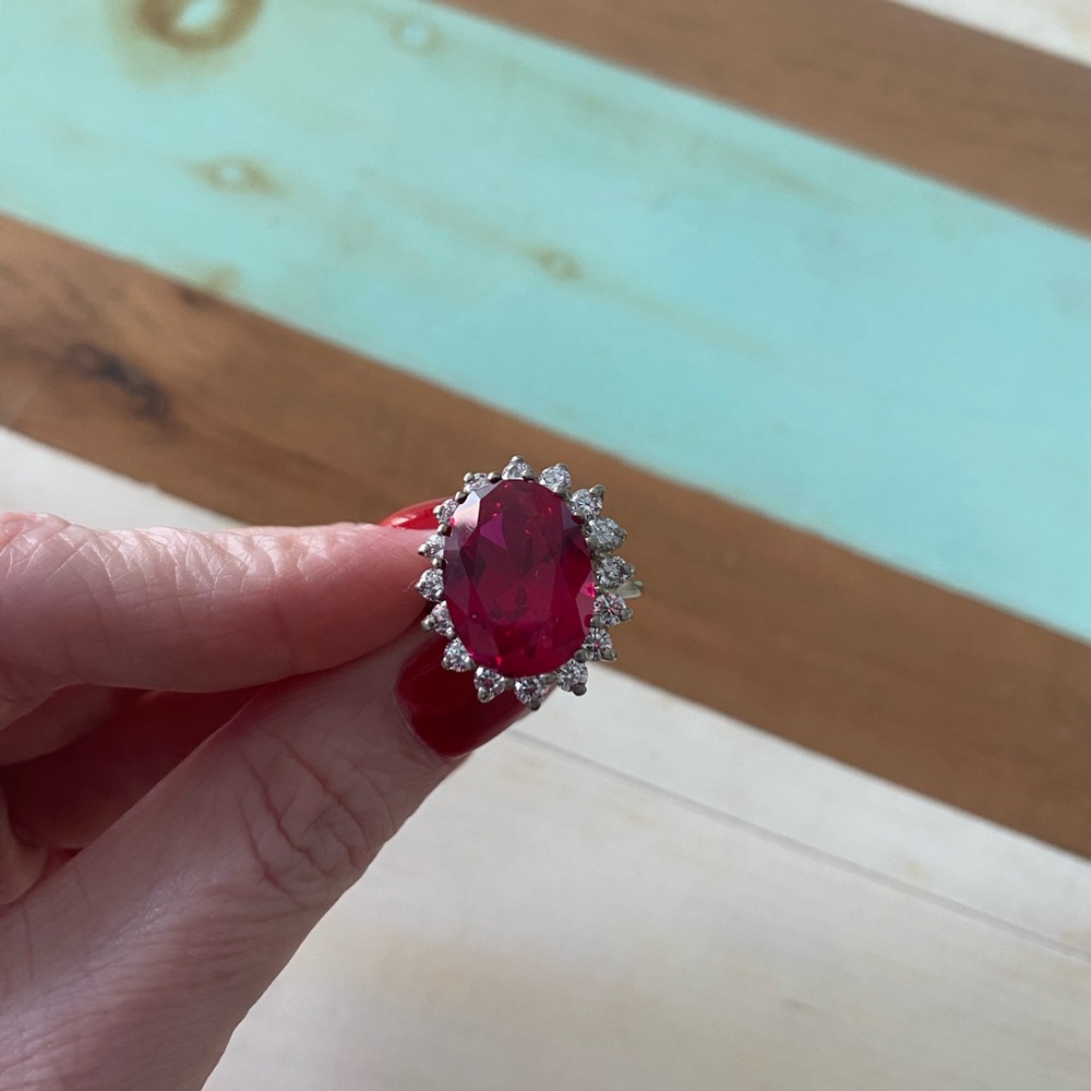 Created Ruby, 925 Sterling Silver Royal Engagemen… - image 4